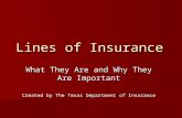 Lines of Insurance What They Are and Why They Are Important Created by The Texas Department of Insurance.