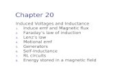 Chapter 20 Induced Voltages and Inductance 1. Induce emf and Magnetic flux 2. Faraday’s law of induction 3. Lenz’s law 4. Motional emf 5. Generators 6.