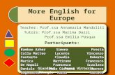 More English for Europe Teacher: Prof.ssa Annamaria Mandoliti Tutors: Prof.ssa Marina Dazzi Prof.ssa Emilia Pasqua Partecipants: Teacher: Prof.ssa Annamaria.