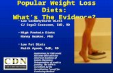 Popular Weight Loss Diets: What’s The Evidence? Low Carbohydrate DietsLow Carbohydrate Diets CJ Segal-Isaacson, EdD, RD High Protein DietsHigh Protein.