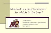 Manifold Learning Techniques: So which is the best? Todd Wittman Math 8600: Geometric Data Analysis Instructor: Gilad Lerman Spring 2005.