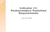 Indicator 13: Postsecondary Transition Requirements Spring 2009 1.