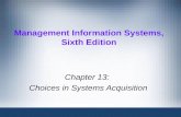 Management Information Systems, Sixth Edition Chapter 13: Choices in Systems Acquisition.