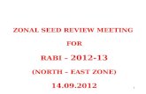 ZONAL SEED REVIEW MEETING FOR RABI – 2012-13 (NORTH – EAST ZONE) 14.09.2012 1.