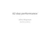 62 day performance John Wayman North Cumbria. 62 Day performance 2012 (Upper GI)