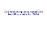 The following were voted the top 30 e-mails for 2006.