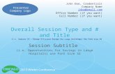 Presenter Company Logo Overall Session Type and # and Title (i.e. Seminar 32 – Energy Efficient Design for Large Buildings) Use Font size 40 Session Subtitle.