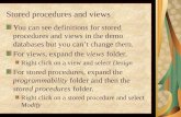 Stored procedures and views You can see definitions for stored procedures and views in the demo databases but you can’t change them. For views, expand.