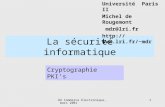 DU Commerce Electronique, mars 2001 1 La sécurité informatique Université Paris II Michel de Rougemont mdr@lri.fr mdr Cryptographie.