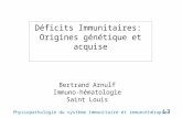 Déficits Immunitaires: Origines génétique et acquise L3 Physiopathologie du système immunitaire et immunothérapies Bertrand Arnulf Immuno-hématologie Saint.