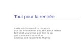 Tout pour la rentrée make and respond to requests ask for information and tell about needs tell what youd like and like to do get someones attention express.