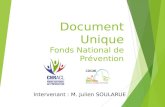 Document Unique Fonds National de Prévention Intervenant : M. Julien SOULARUE.