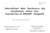 Sécrétion des facteurs de virulence chez les bactéries A GRAM négatiF Responsable datelier: BLEVES Sophie Présentation de: ABBES Imen M2 Recherche Microbiologie.
