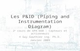 Les P&ID (Piping and Instrumentation Diagram) 2 e cours de GPA-668 : Capteurs et actionneurs © Guy Gauthier ing. Ph.D. Janvier 2009.