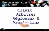 Slide 1 Official New Rules 2008, 2010 Official New Rules 2008, 2010 Clinic Arbitres Régionaux & Provinciaux Clinic.