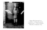 Hugo Ball dressed as a « cubiste » telling his poetry »Karawane », 1916, Clamart-Meudon, fondation Arp.