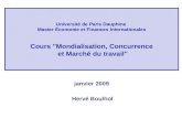 Université de Paris Dauphine Master Économie et Finances Internationales Cours "Mondialisation, Concurrence et Marché du travail" janvier 2009 Hervé Boulhol.