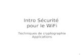 1 Intro Sécurité pour le WiFi Techniques de cryptographie Applications.