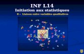 INF L14 Initiation aux statistiques INF L14 Initiation aux statistiques 8 – Liaison entre variables qualitatives.