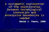a systematic exploration of the relationship between technological innovation and enterprise boundaries is needed David J. Teece, 1996.