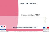 Page 1 PPRT de Clariant : Réunion des POA le 12 avril 2011 PPRT de Clariant Réunion des POA le 12 avril 2011 Avancement du PPRT.