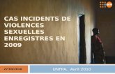 CAS INCIDENTS DE VIOLENCES SEXUELLES ENREGISTRES EN 2009 UNFPA, Avril 2010 27/04/2010.
