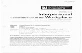 COMM 615 Interpersonal Communication in the Workplace