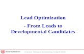 Dr. Hans Briem Einführung in die Arzneimittelforschung - Vorlesung WS 2001/2002 Lead Optimization - From Leads to Developmental Candidates -