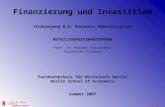 Slide no.: 1 © Prof. Dr. Rainer Stachuletz Corporate Finance Berlin School of Economics Finanzierung und Investition Studiengang B.A. Business Administration.