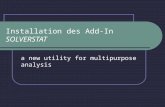 Installation des Add-In SOLVERSTAT a new utility for multipurpose analysis.