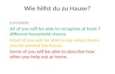 Wie hilfst du zu Hause? Lernziele: All of you will be able to recognise at least 7 different household chores. Most of you will be able to say what chores.