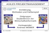 Projektmanagement (Project Management) â€“ 8. Agiles Projektmanagement Universit¤t Wien â€“ Department f¼r Knowledge und Business Engineering Do., 4. Mai 2006VU: