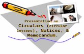 Circulars (Circular Letters)Notices,Memo