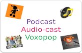 Podcast Audio-cast Voxopop. Pod: Portable device ( dispositivo portatil) Cast: viene de “broadcast” (emitir un programa de radio o tv)