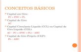 C ONCEITOS B ÁSICOS Capital em Giro: PC + PNC + PL Capital de Giro: AC Capital Circulante Líquido (CCL) ou Capital de Giro Líquido (CGL): AC – PC = (PNC.