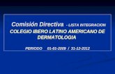 Comisión Directiva - LISTA INTEGRACION COLEGIO IBERO LATINO AMERICANO DE DERMATOLOGIA PERIODO 01-01-2009 / 31-12-2012 Comisión Directiva - LISTA INTEGRACION.