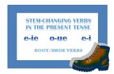 Stem-changing verbs are different from regular verbs because when you conjugate these verbs, not only do you change the endings but you also change the.