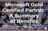 Microsoft Gold Certified Partner: A Summary of Benefits (Slides)