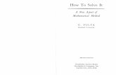 How to Solve It - A New Aspect of Mathematical Method - G Polya