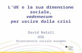 LUE e la sua dimensione sociale, vademecum per uscire dalla crisi David Natali OSE Osservatorio sociale europeo.