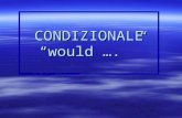 CONDIZIONALE would ….. Come si forma? Formed by taking the stem used in the future and adding the following endings: Formed by taking the stem used in.