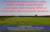 Processi di interazione nello strato limite superficiale: l'esempio dell'estate 2003 e l'esempio del monsone asiatico Prof. Claudio Cassardo Department.