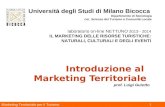 Marketing Territoriale per il Turismo 1 Introduzione al Marketing Territoriale prof. Luigi Guiotto Università degli Studi di Milano Bicocca Dipartimento.