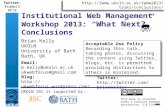 IWMW 2013: Conclusions