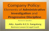 Company Policy: Elements of Administrative Investigation and Progressive Discipline.