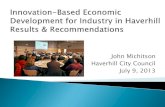 Innovation based economic development for industry in haverhill