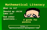 Information for parents about Mathematical literacy