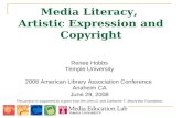 Hobbs, Media Literacy, Artistic Expression And Copyright Ala