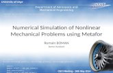 Numerical Simulation of Nonlinear Mechanical Problems using Metafor