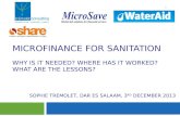 Microfinance for water and sanitation: why the need for it and how can it help?